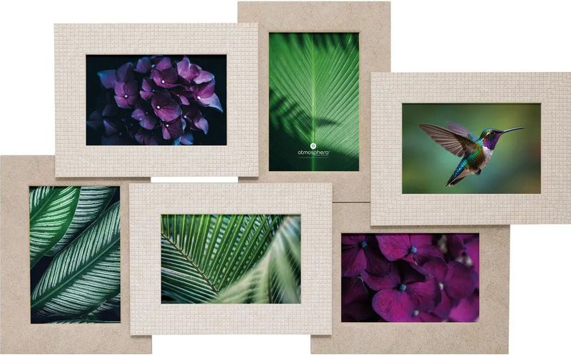 Atmosphera Collage fotolijst voor 6x foto - hout - beige - 58 x 36 cm