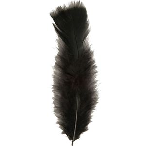50x Zwarte veren/sierveertjes decoratie/hobbymateriaal 17 cm - Sierveren - Veertjes - Hobby materiaal om mee te knutselen