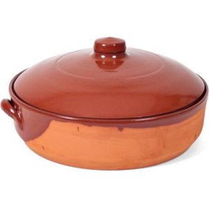 Stenen ovenschaal/braadpan met deksel Salamanca 28 cm - Terracotta ovenschalen/braadpannen