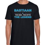 Naam cadeau Bastiaan - The man, The myth the legend t-shirt  zwart voor heren - Cadeau shirt voor o.a verjaardag/ vaderdag/ pensioen/ geslaagd/ bedankt