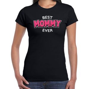 Best mommy ever / beste moeder ooit cadeau t-shirt / shirt - zwart met roze en witte letters - voor dames - moederdag / verjaardag kado shirt