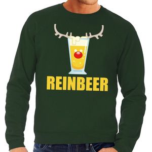 Foute kersttrui / sweater met bierglas Reinbeer groen voor heren - Kersttruien
