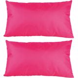 4x Bank/sier kussens voor binnen en buiten in de kleur fuchsia roze 30 x 50 cm - Tuin/huis kussens