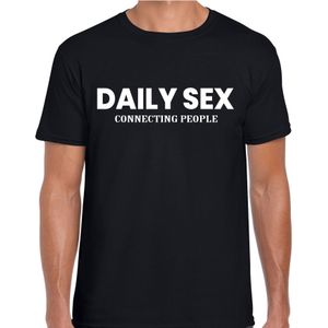 Daily sex connecting people fun t-shirt zwart voor heren - fun / fout - kleding / outfit