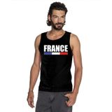 Zwart France supporter mouwloos shirt heren - Frankrijk singlet shirt/ tanktop