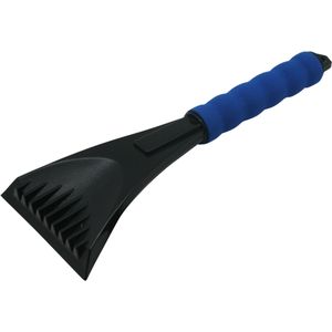 Kunststof ijskrabber zwart/blauw met softgrip handvat 28 cm - Ruiten krabbers - Auto accessoires winter