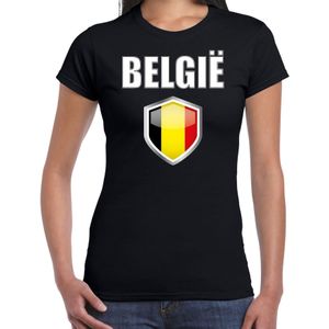 Belgie landen t-shirt zwart dames - Belgische landen shirt / kleding - EK / WK / Olympische spelen Belgie outfit