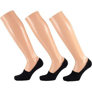 Zwarte sneaker sokken met siliconen hiel voor dames 3 pak