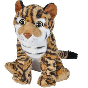 Pluche bruine ocelot/pardelkat knuffel 35 cm - Pardelkatten wilde dieren knuffels - Speelgoed voor kinderen