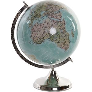 Decoratie wereldbol/globe blauw op ijzeren voet/standaard 30 x 41 cm -  Landen/contintenten topografie