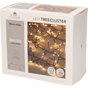 1x Kerstverlichting clusterverlichting met timer en dimmer 384 lampjes warm wit  5 mtr - Voor binnen en buiten gebruik