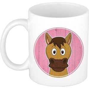 1x Paarden beker / mok - 300 ml keramiek - paard dieren bekers voor kinderen
