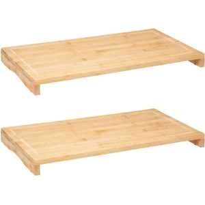 2x Stuks grote snijplank rechthoek 52 x 28 cm van bamboe hout - Serveerplank - Broodplank