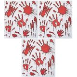 3x Horror raamstickers bloedende handafdrukken set - Halloween feest decoratie - Horror stickers