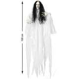 Halloween/horror thema hang decoratie Geest/Spook - met LED licht en geluid - griezel pop - 120 cm