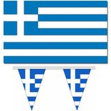 Landen vlaggen versiering set Griekenland 2x artikelen vlag 90 x 150 cm en een punt vlaggenlijn van 5 meter