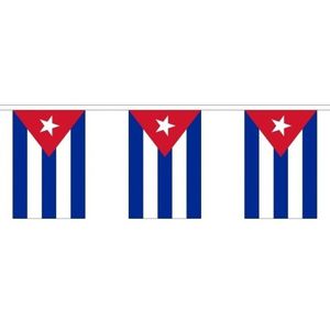 Feest vlaggetjes/vlaggenlijn - Cuba - 300 cm - slingers versiering - buiten/binnen - polyester