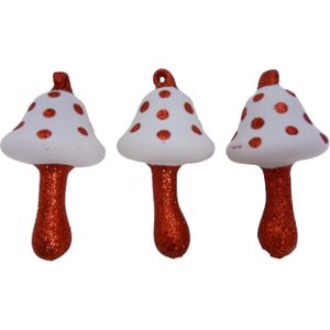 12x stuks houten kersthangers paddenstoelen 6 cm kerstornamenten - Houten ornamenten kerstversiering