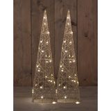Anna Collection LED verlichte kegel kerstbomen- 2x st- goud - H60 - metaal