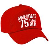 Awesome 75 year old verjaardag pet / cap rood voor dames en heren - baseball cap - verjaardags cadeau - petten / caps