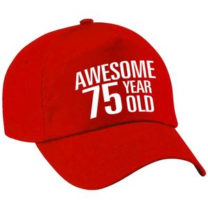 Awesome 75 year old verjaardag pet / cap rood voor dames en heren - baseball cap - verjaardags cadeau - petten / caps