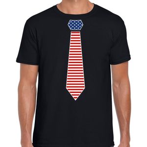 Bellatio Decorations verkleed t-shirt voor heren - Amerikaanse stopdas - zwart - themafeest