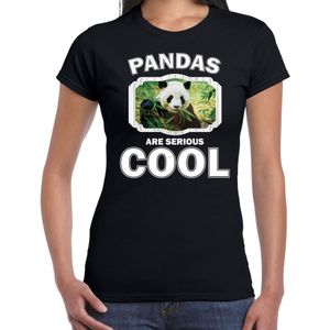 Dieren pandaberen t-shirt zwart dames - pandas are serious cool shirt - cadeau t-shirt panda/ pandaberen liefhebber