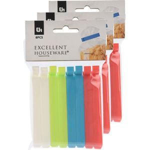 Gekleurde keuken afsluitclips/vershoudclips - 24x stuks - 10 cm