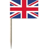 100x Cocktailprikkers Engeland/vk 8 cm vlaggetjes - Landen thema feestartikelen/versieringen