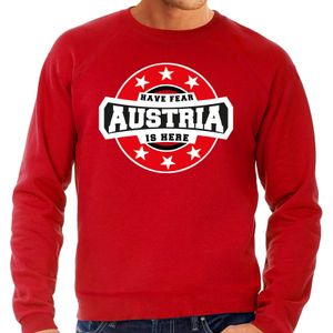 Have fear Austria is here sweater met sterren embleem in de kleuren van de Oostenrijkse vlag - rood - heren - Oostenrijk supporter / Oostenrijks elftal fan trui / EK / WK / kleding