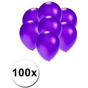 Kleine ballonnen paars metallic 100 stuks - paarse feestartikelen