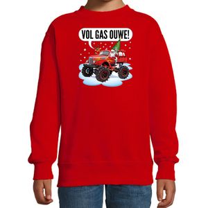 Bellatio Decorations kersttrui/sweater voor kinderen - monstertruck - rood