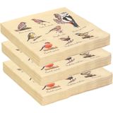 60x Papieren servetten met vogels print 33 x 33 cm - Tafeldecoratie wegwerp servetjes