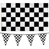 Henbrandt - Finish/racing thema feestartikelen vlaggen pakket zwart/wit geblokt