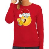 Bellatio Decorations Foute Kersttrui/sweater voor dames - bier - rood - grappig - I love christmas - emoji