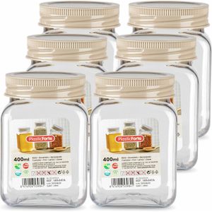 PlasticForte Voorraadpot/bewaarpot - 10x - 400 ml - kunststof - beige - B7 x H11 cm