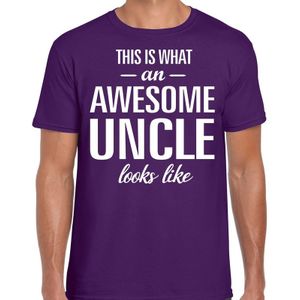 Awesome Uncle - geweldige oom cadeau t-shirt paars heren - Verjaardag cadeau
