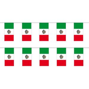 2x stuks papieren feest slinger vlaggetjes van Mexico 4 meter - Feestartikelen/versiering