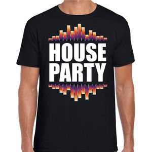 House party tekst t-shirt zwart heren - feestshirt / dance outfit
