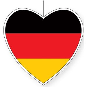 Hangdecoratie hart Duitsland 28 cm - Duitse vlag EK/WK landen versiering.