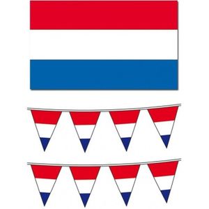 Nederlandse vlag met 2 vlaggenlijnen pakket - Straatversiering pakket