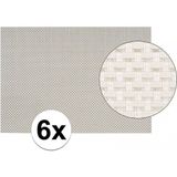 6x Placemats met geweven print wit 45 x 30 cm