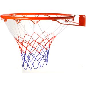 Basketbal ring met net - muurophanging - Dia 46 cm - buiten sporten - metaal/touw - met bevestiging materiaal
