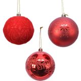 24x Rode luxe kunststof/plastic kerstballen 8 cm kerstversiering - Kerstboom versiering/decoratie rood