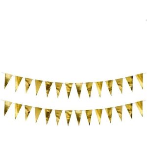 2x Metallic gouden vlaggenlijnen 2 meter - Oud &amp; Nieuw decoratie - Oudjaarsavond versiering