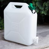Jerrycan/watertank met kraantje - 2x - 15 liter - voor water - extra sterk kunststof - 23.5 x 11 x 30cm