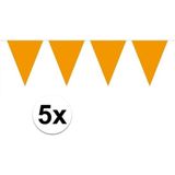 5 stuks Vlaggenlijnen/slingers XXL oranje 10 meter