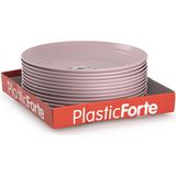 PlasticForte Rond bord/camping bord - 4x - D25 cm - lichtroze - kunststof