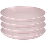 PlasticForte Rond bord/camping bord - 4x - D25 cm - lichtroze - kunststof