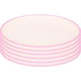 6x stuks onbreekbare kunststof/melamine roze ontbijt bordjes 23 cm voor outdoor/camping/picknick/strand